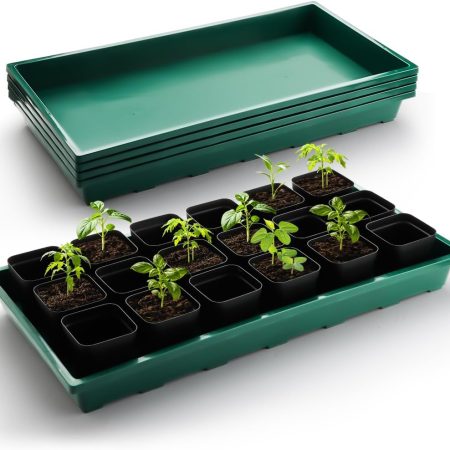 Nursery Pot Trays, 5 Pack – Flat Seed Starter Trays, Green