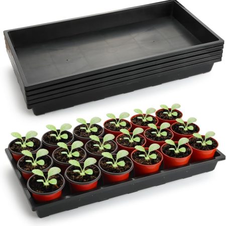 Nursery Pot Trays, 5 Pack – Flat Seed Starter Trays, Black