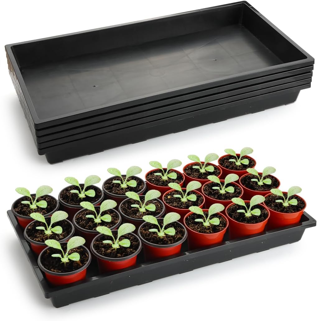 Nursery Pot Trays, 5 Pack – Flat Seed Starter Trays, Black