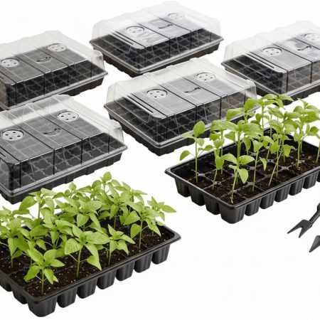 Seed Starter Tray, 5 Pack, 70 Cells – Black, for Germination