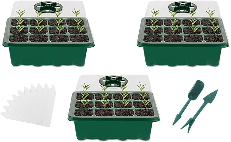Propagator Set, 3 Pieces – With Lid, 2 Garden Tools & 10 Plant Tabs