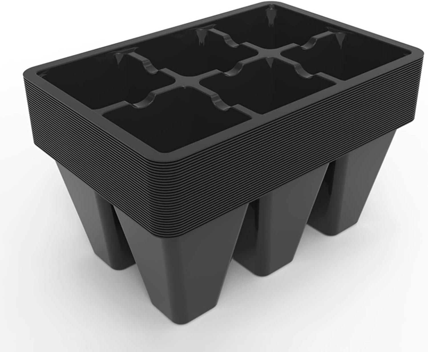Seed Starting Tray, 30 Pack, 6 Cells Each – Black, with Drainage Holes