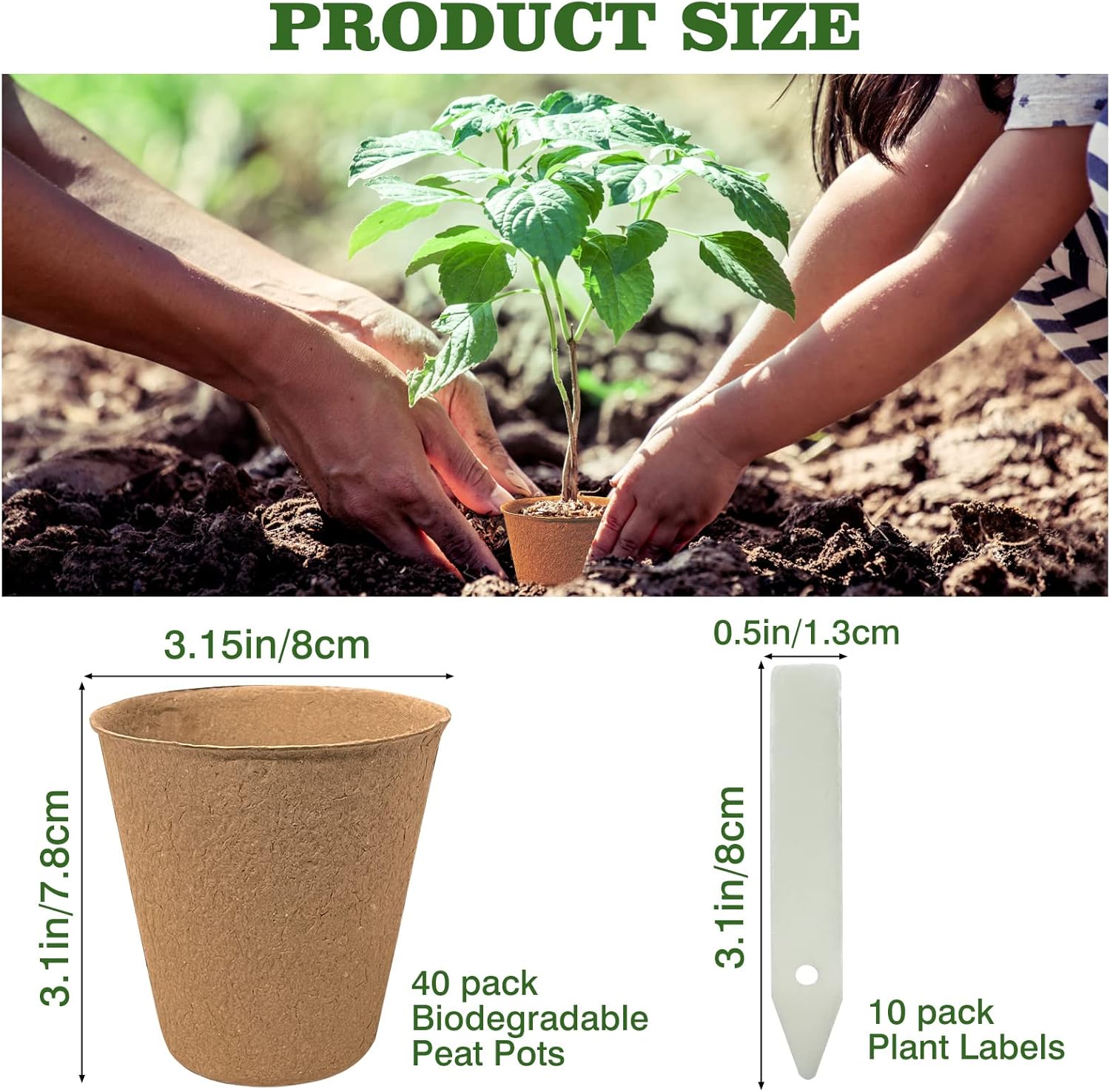 Peat Pots, 40 Pack, 3.15 Inch – Biodegradable, with Plant Labels - Image 2