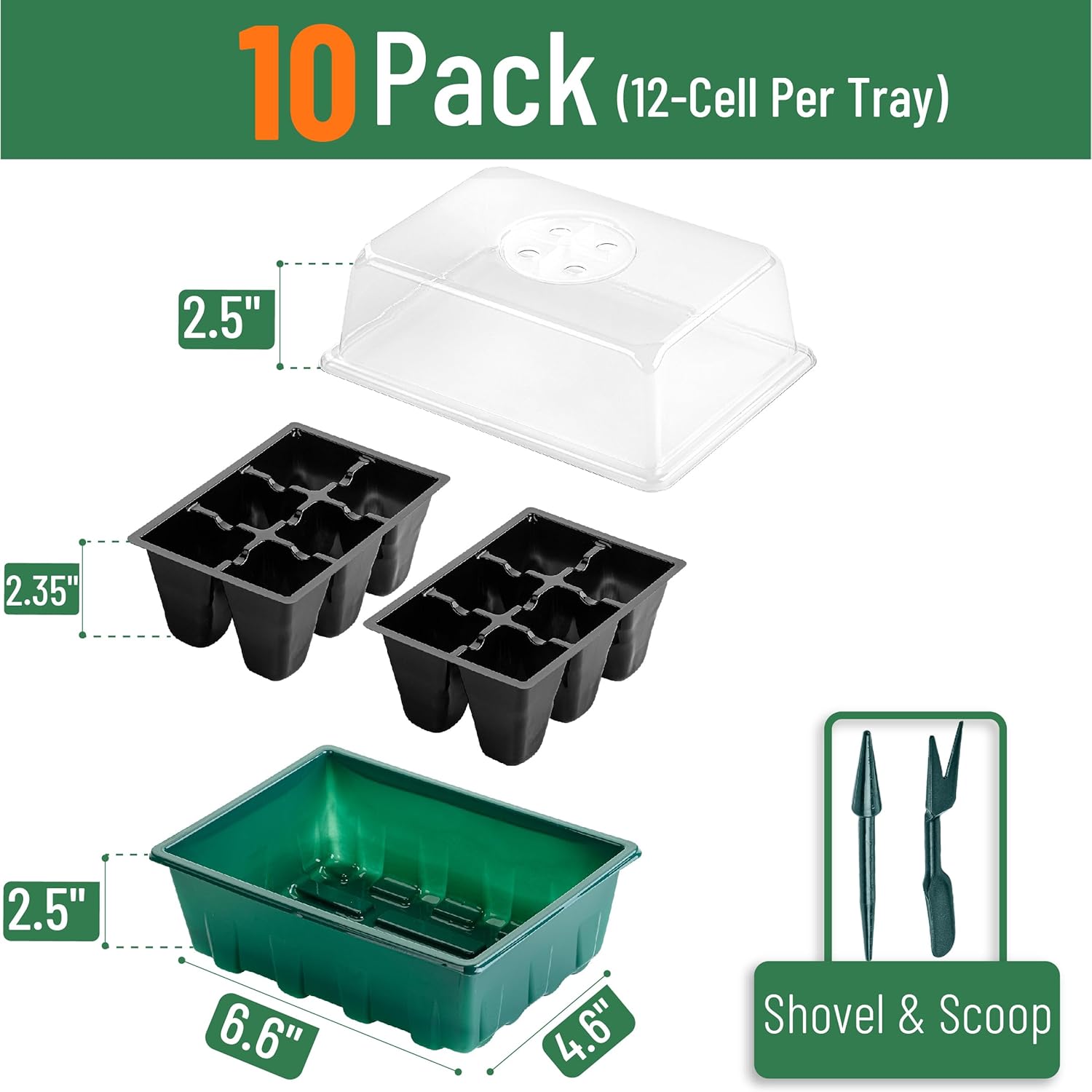 Seed Starter Tray Kit, 10 Sets, 120 Cells – With Humidity Dome & Base - Image 2