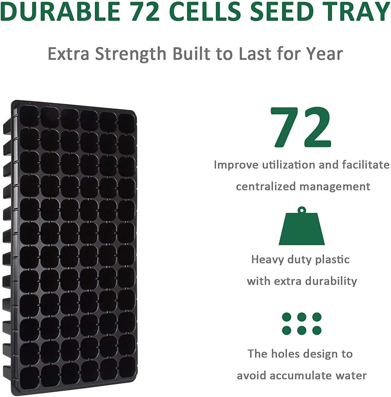 Seed Starter Kit, 10 Pack, 72 Cells – Nursery Pots & Germination Tray - Image 2