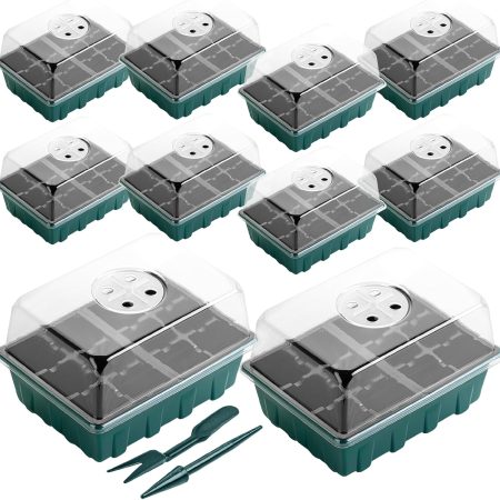 Seed Starter Tray Kit, 10 Sets, 120 Cells – With Humidity Dome & Base